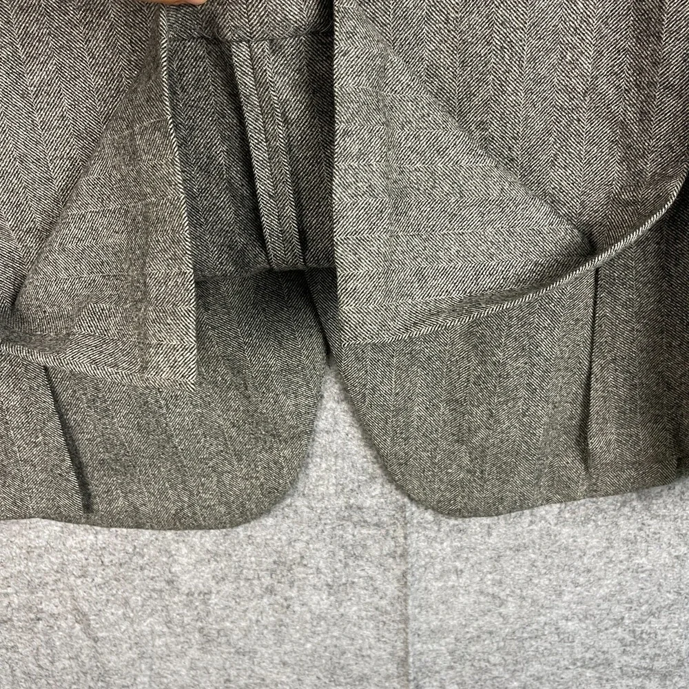 J. Hilburn Wool Blazer Mens 47S Gray Herringbone Elbow Patch Vitale Barberis